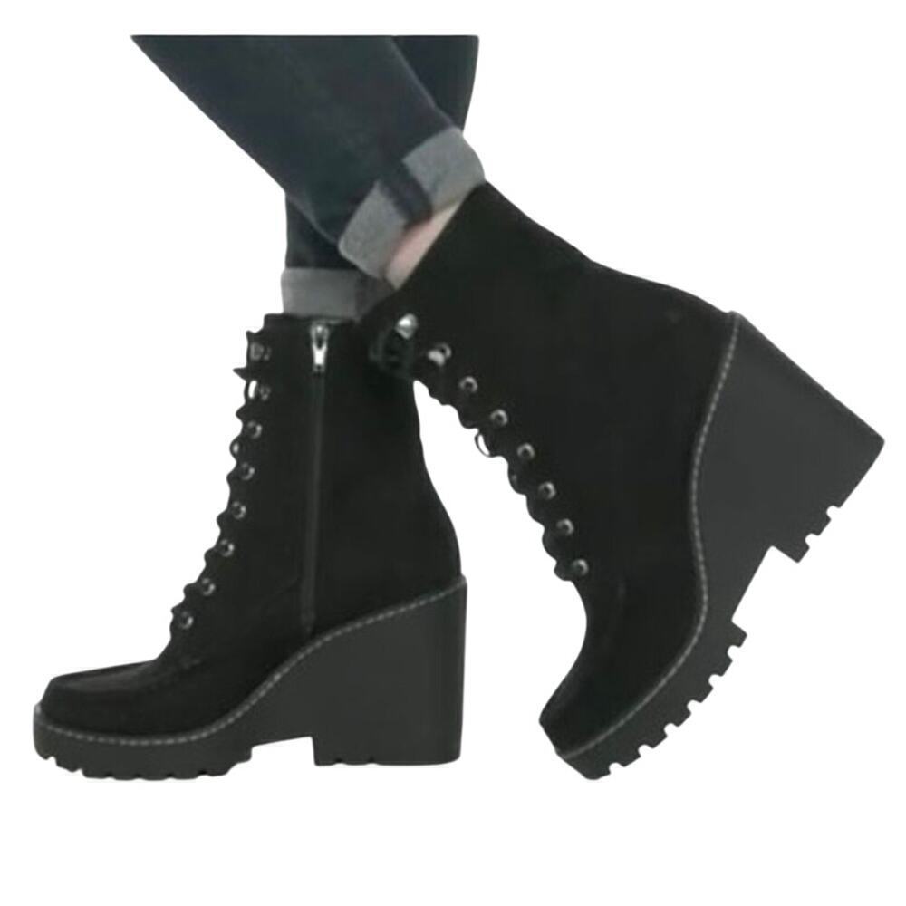 NWT Cool Planet Steve Madden Marsh Boots Black Wmn’s Sz 11 Sustainable Lug Sole